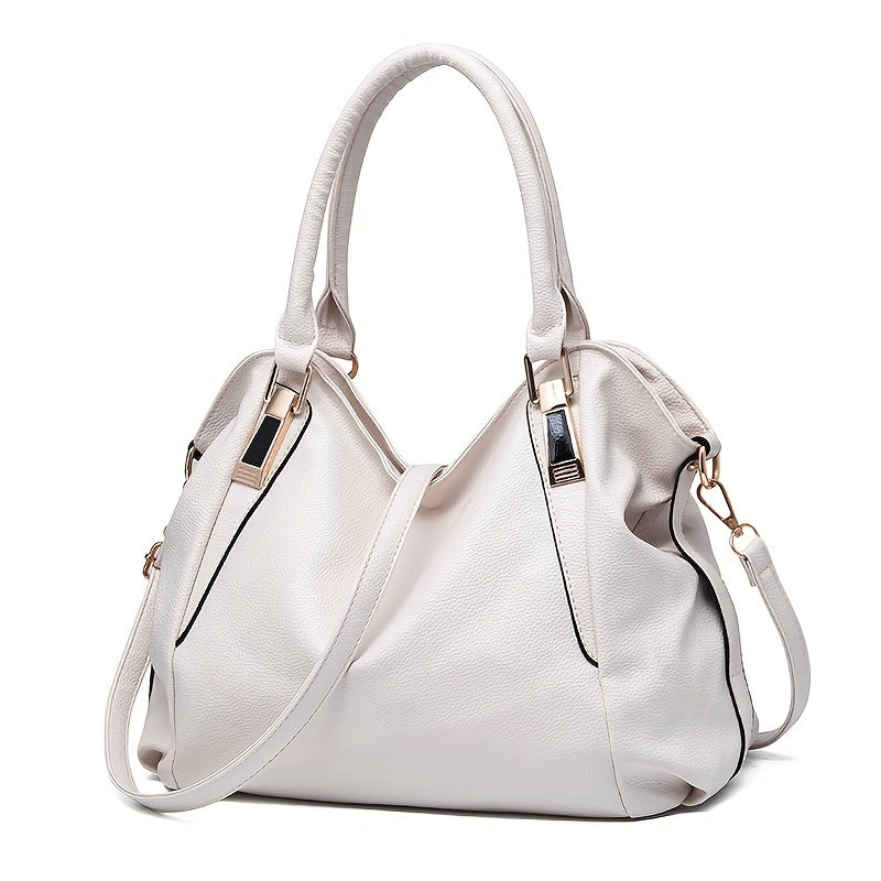 Fashion Casual Shoulder Bag, PU Leather Large Capacity Handbag Tote Bag For Men Women